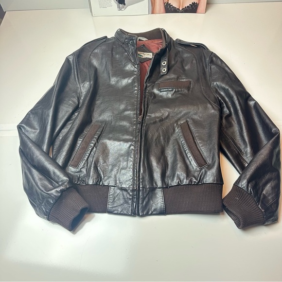VintageMembers Only Brown Leather Jacket - Picture 1 of 11
